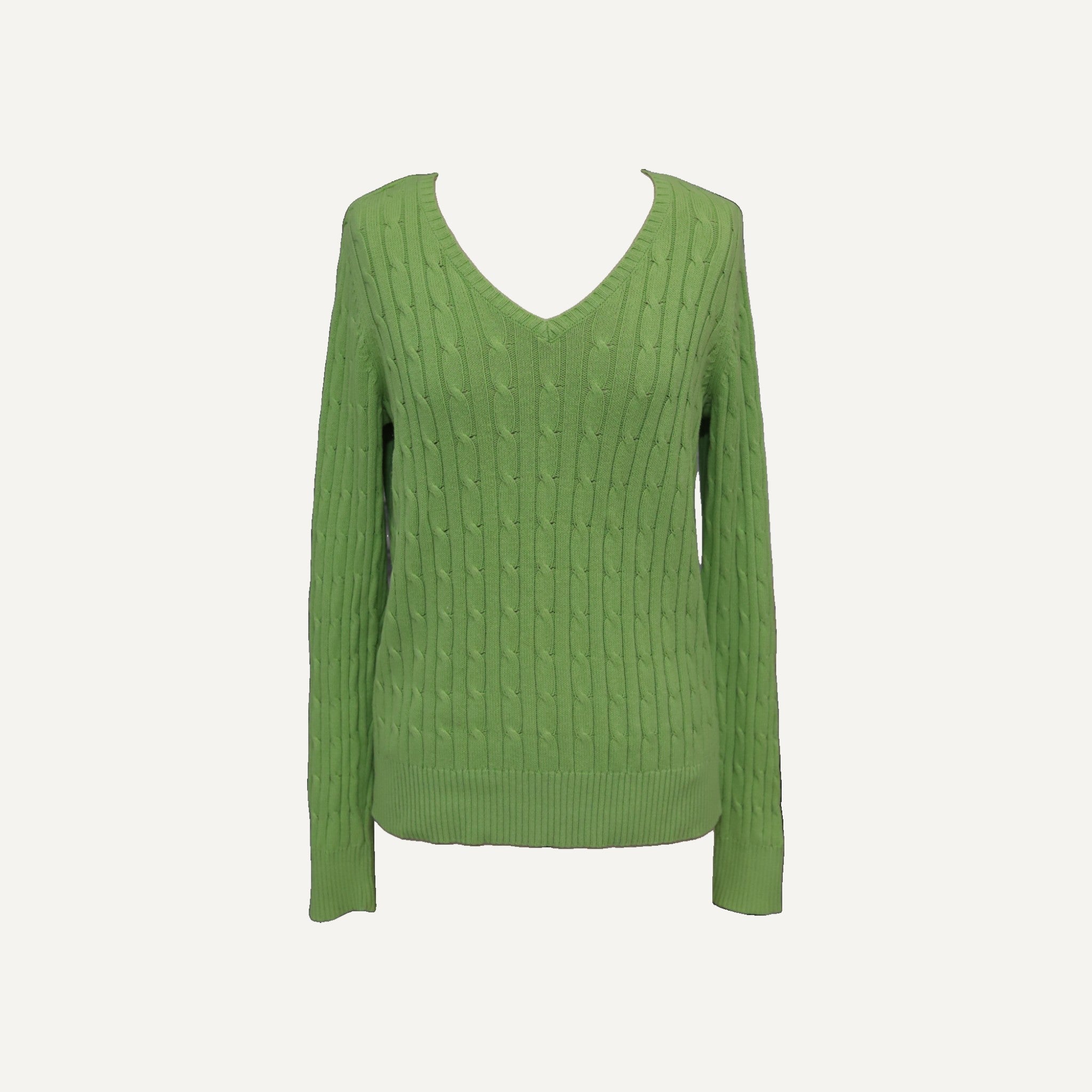 Vintage St Johns Bay Cable Knit Jumper in Lime Green