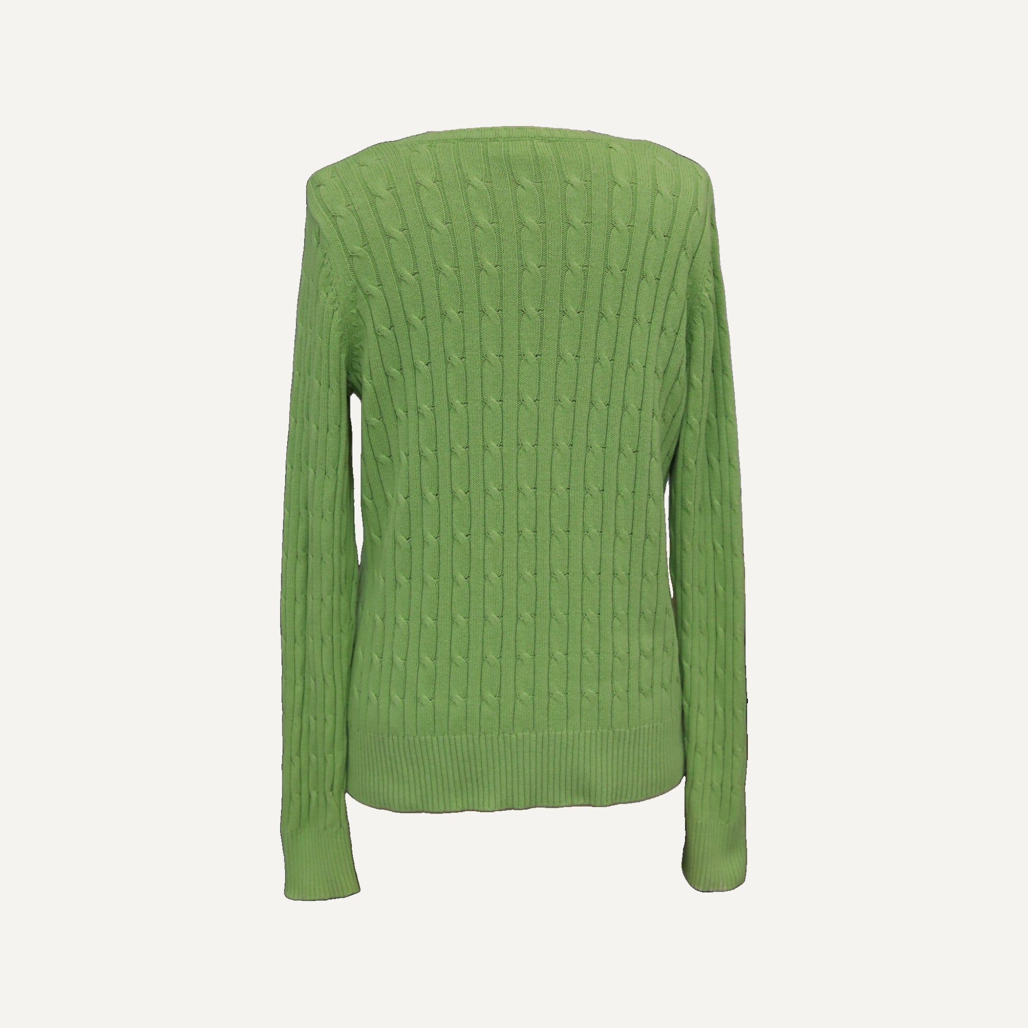 Vintage St Johns Bay Cable Knit Jumper in Lime Green
