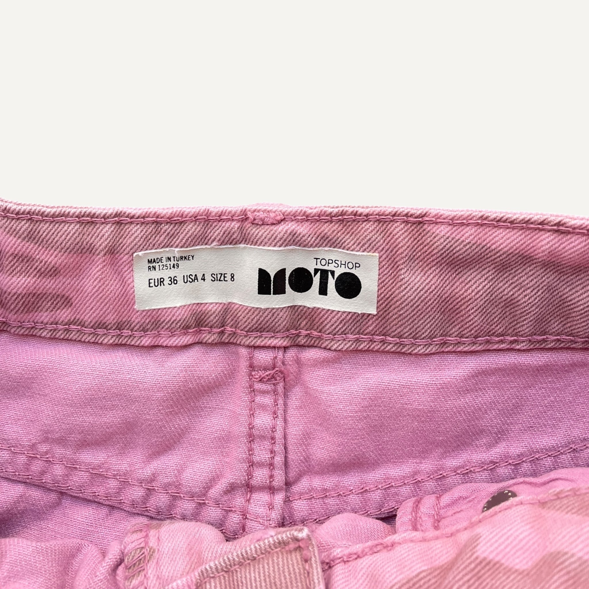 Topshop Pink Camo Print Denim Mini Skirt