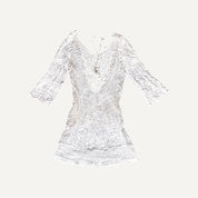 White Lace Crochet Short Dress Summer Beach 2000s
