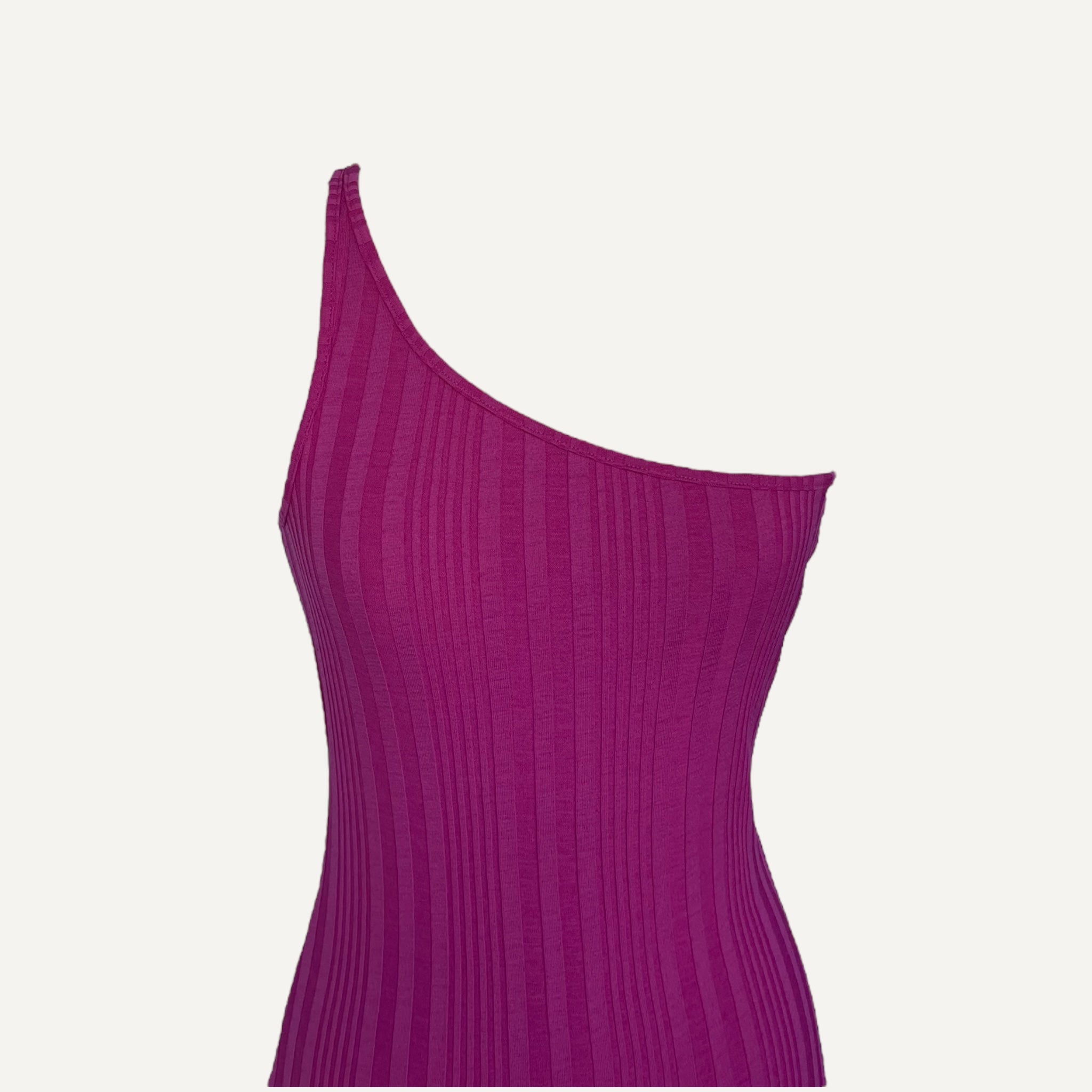 H&M Hot Pink Ribbed One Shoulder Tank Top