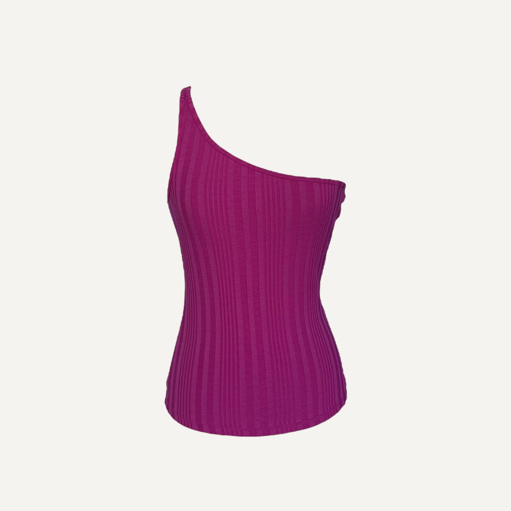 H&M Hot Pink Ribbed One Shoulder Tank Top