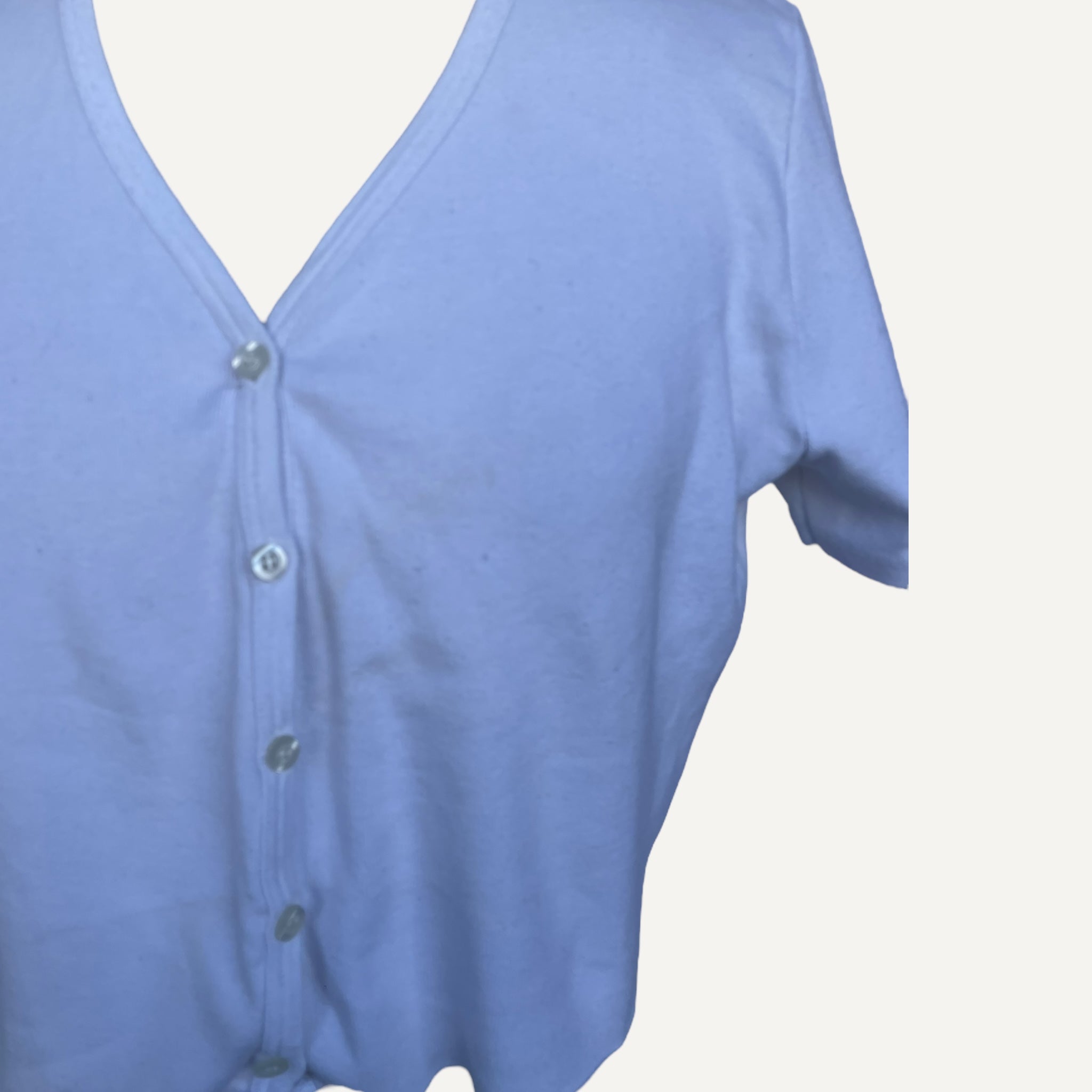 White v neck Brandy Melville stretch button up shirt