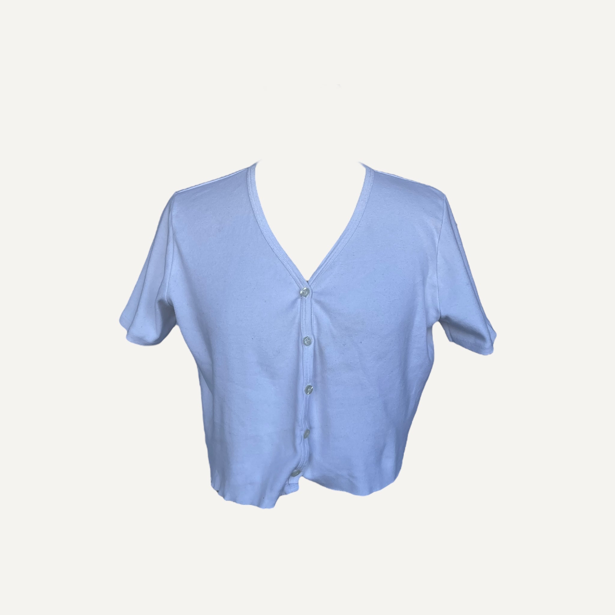 White v neck Brandy Melville stretch button up shirt