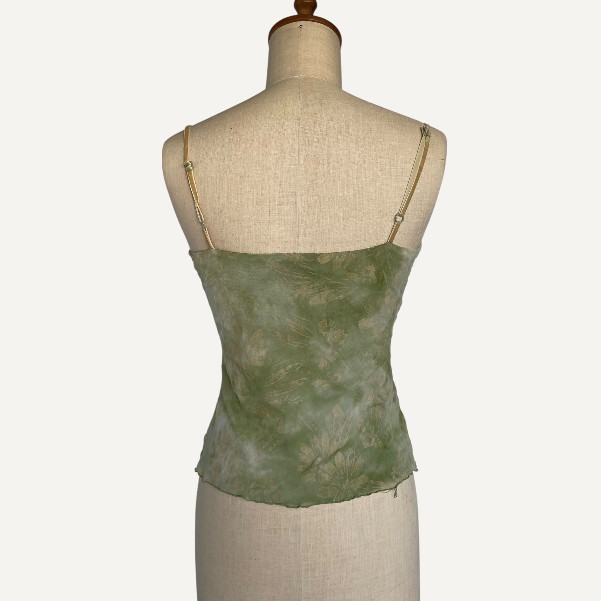 Vintage y2k 00s 90s Principles Green Floral Whimsical Floaty Cami
