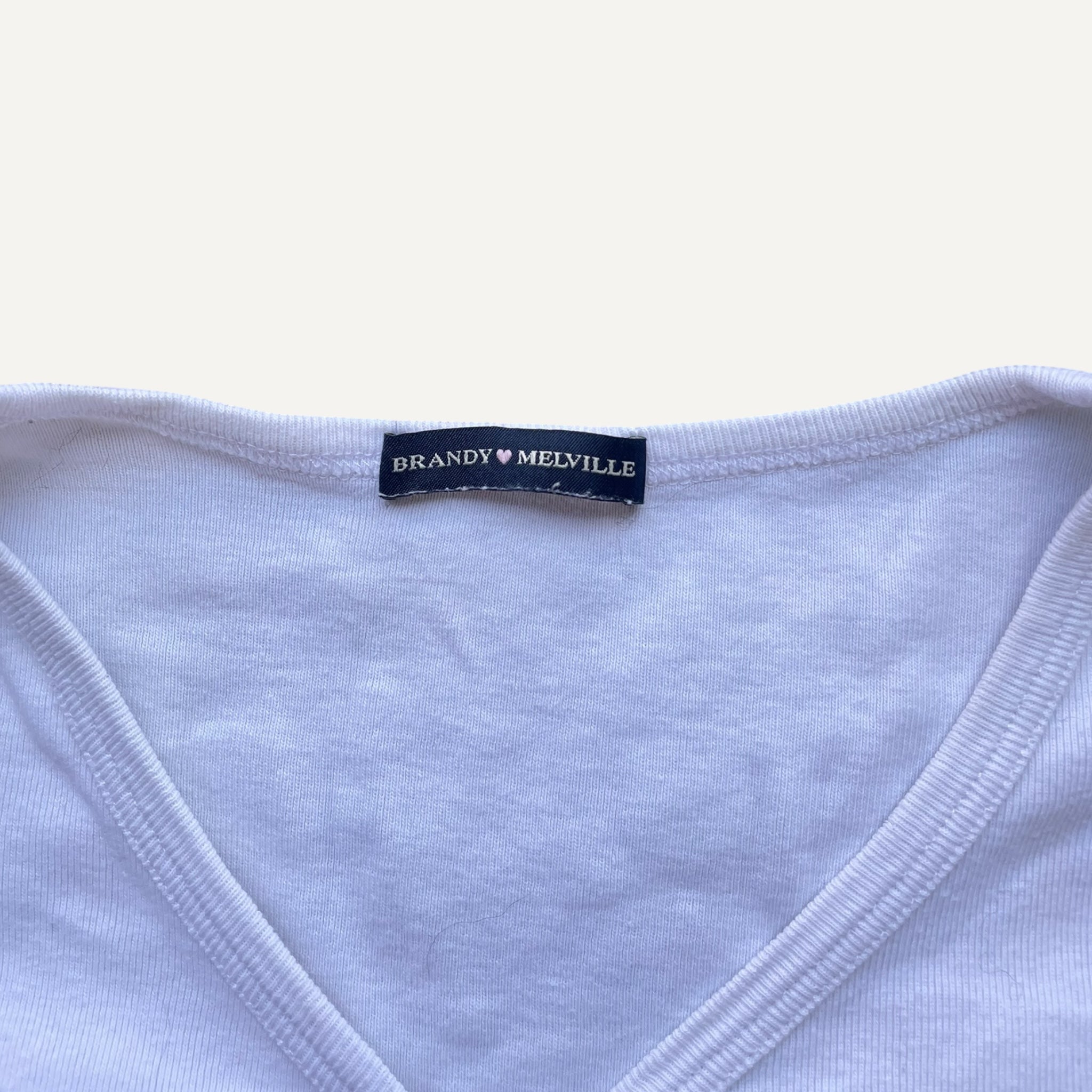 White v neck Brandy Melville stretch button up shirt
