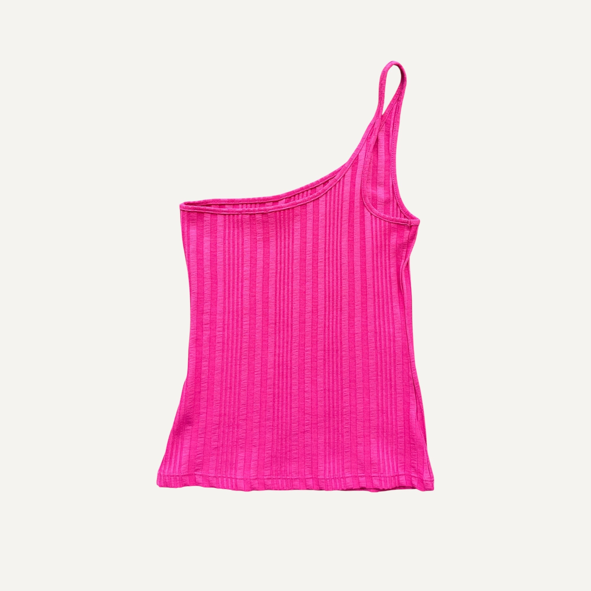 H&M Hot Pink Ribbed One Shoulder Tank Top1