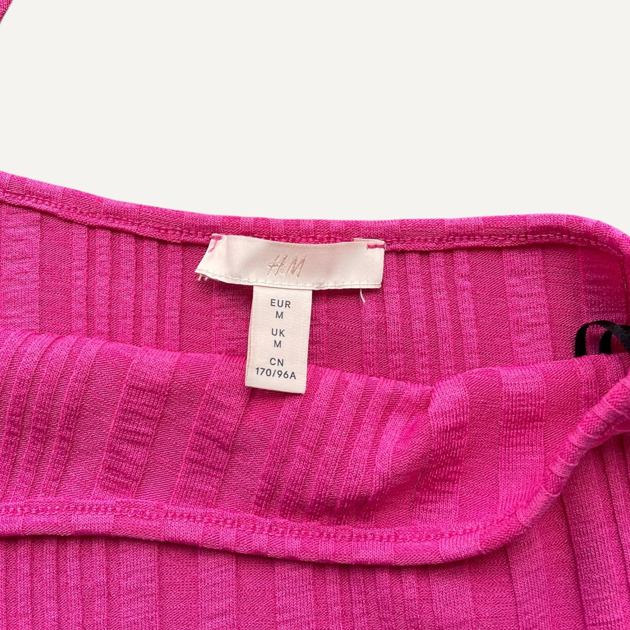 H&M Hot Pink Ribbed One Shoulder Tank Top