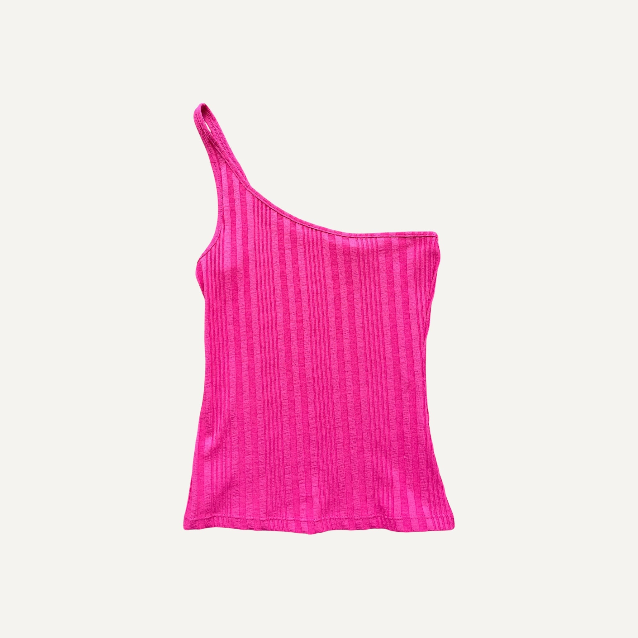 H&M Hot Pink Ribbed One Shoulder Tank Top