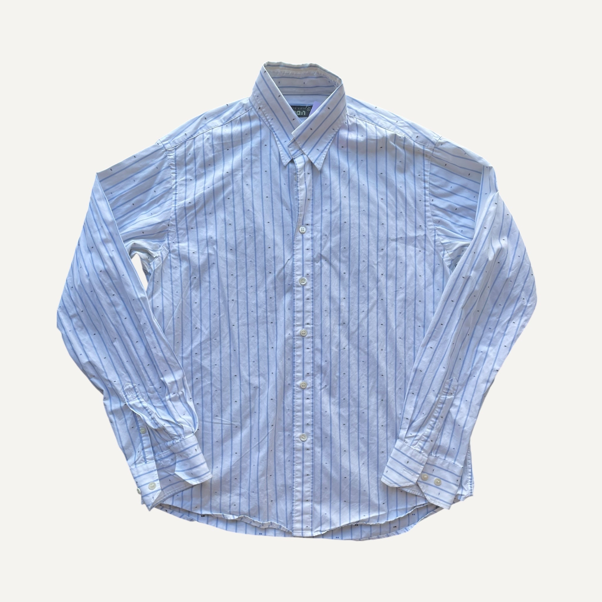 Vintage Y2k Ted Baker White and Blue Pinstripe Shirt