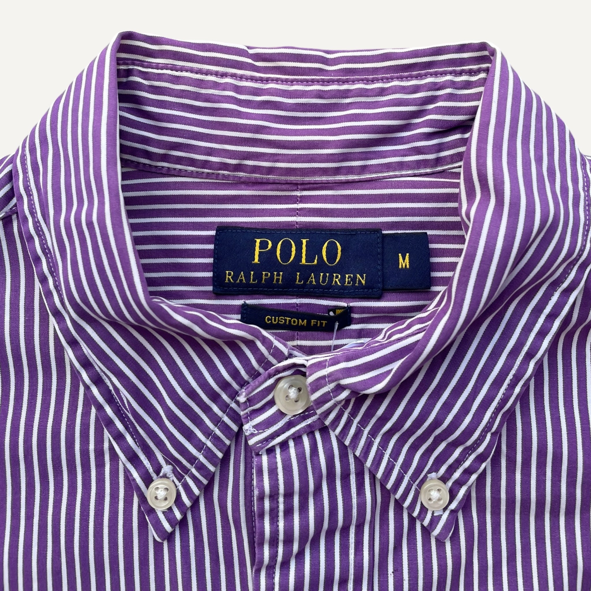 Ralph Lauren Purple and White Pinstripe Custom Fit Long Sleeve Shirt