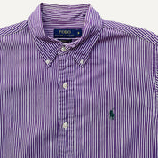 Ralph Lauren Purple and White Pinstripe Custom Fit Long Sleeve Shirt