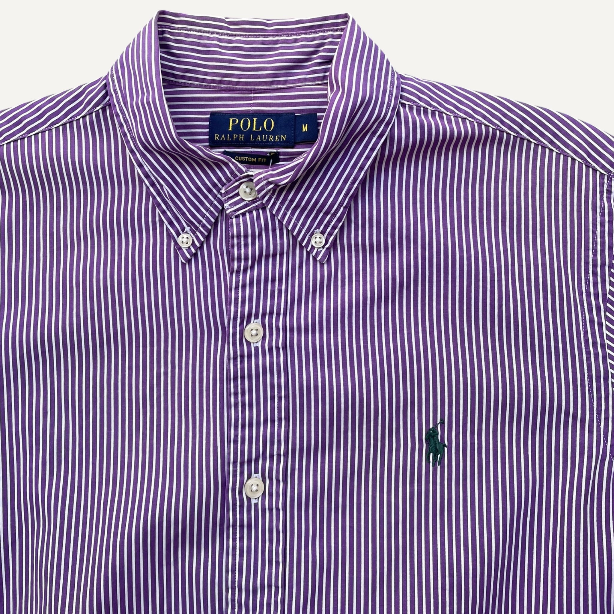 Ralph Lauren Purple and White Pinstripe Custom Fit Long Sleeve Shirt