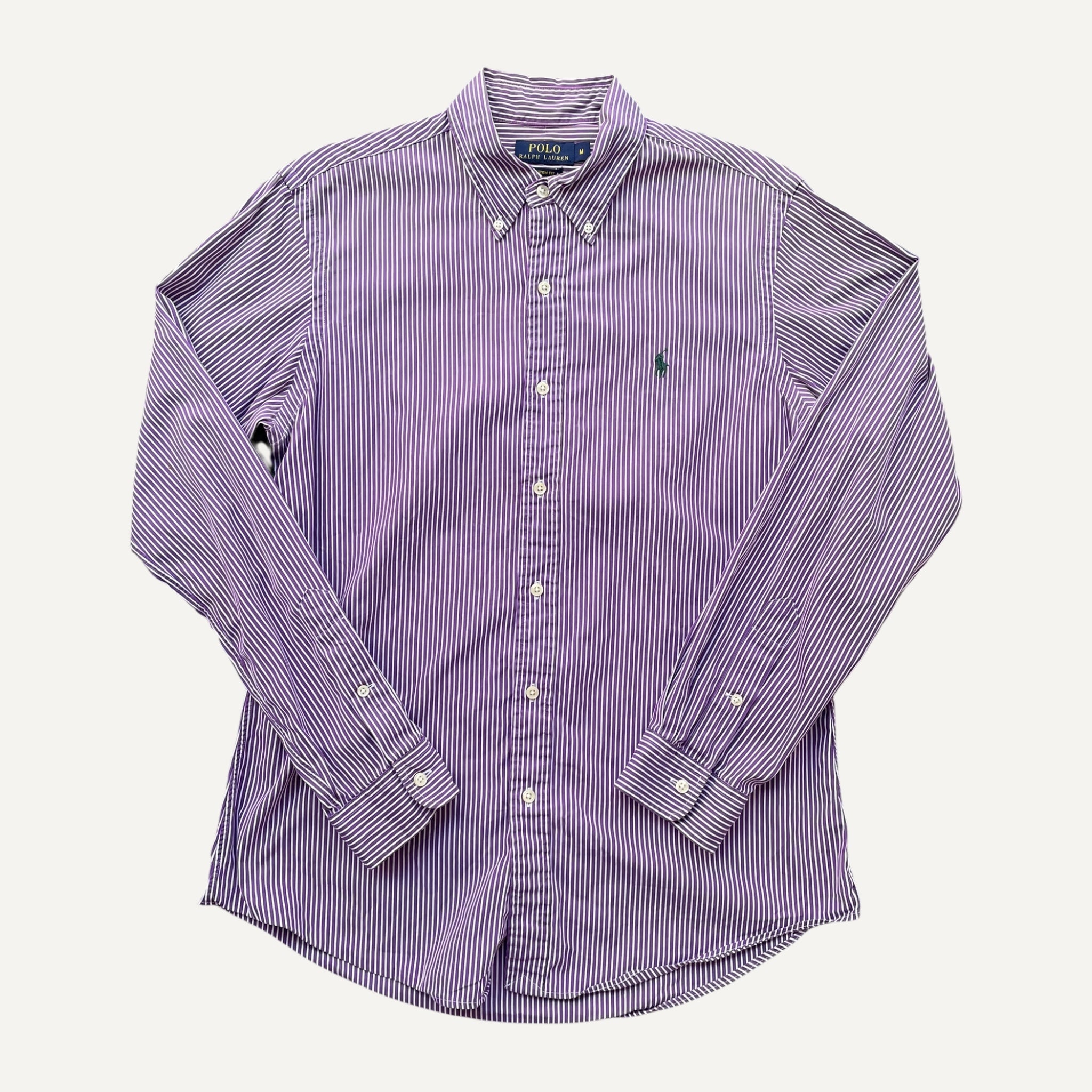 Ralph Lauren Purple and White Pinstripe Custom Fit Long Sleeve Shirt