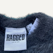 Ragged Jeans Fluffy Textured Black Short Sleeve Cropped Top