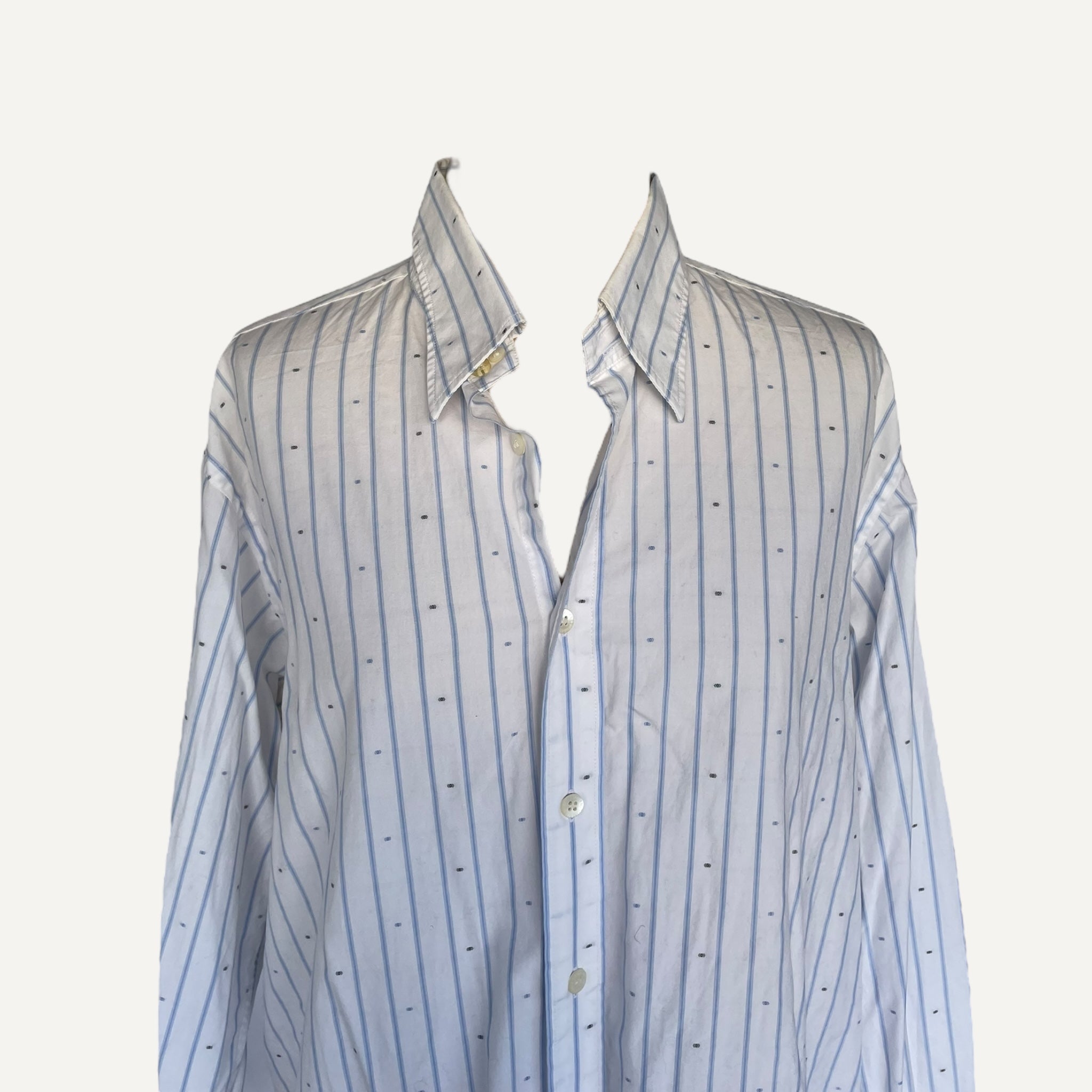 Vintage Y2k Ted Baker White and Blue Pinstripe Shirt
