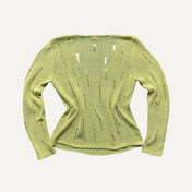 Vintage Lime Green Peruna Distressed Open Knit Long Sleeve Y2K 2000s Medium