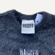 Ragged Jeans Fluffy Textured Black Short Sleeve Cropped Top