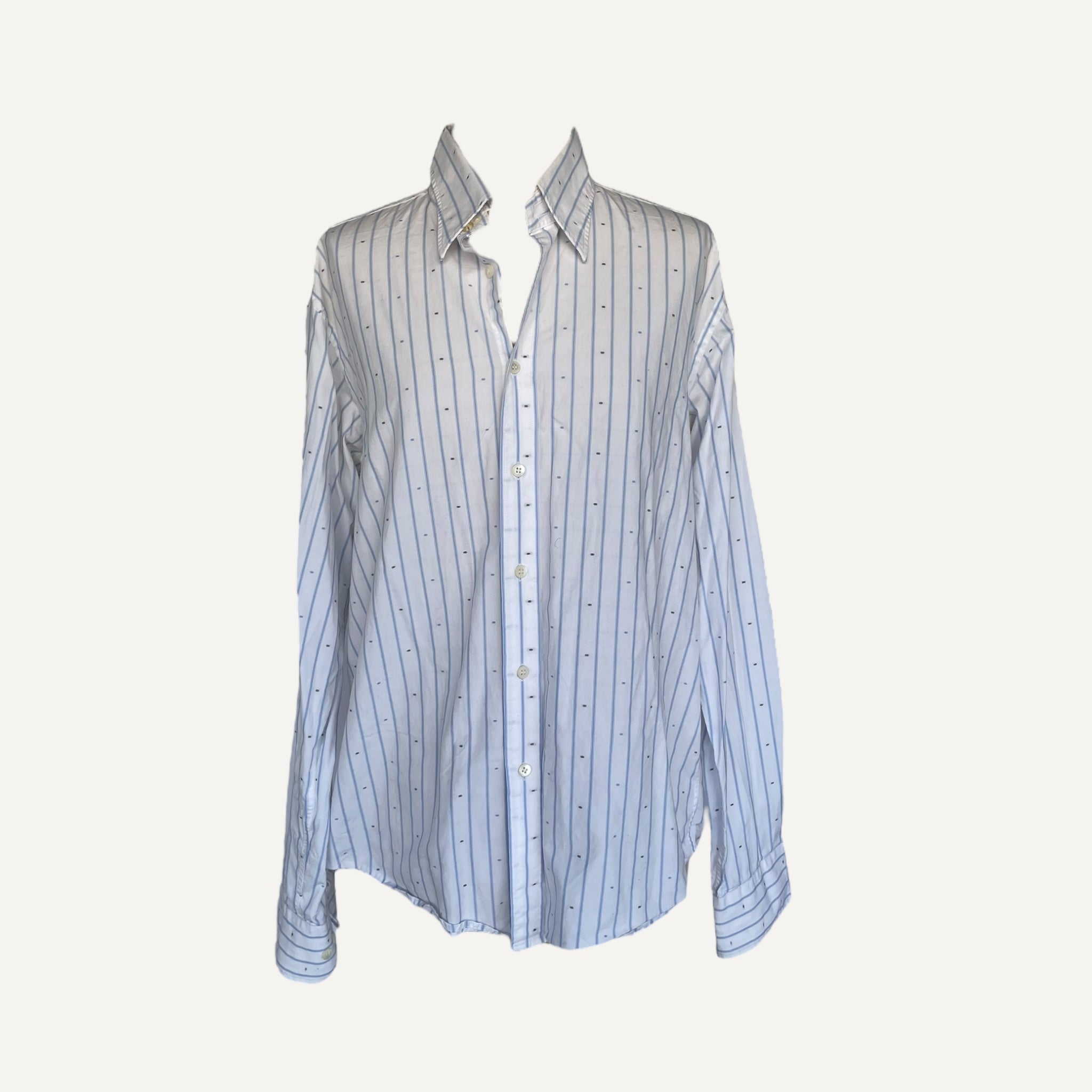 Vintage Y2k Ted Baker White and Blue Pinstripe Shirt