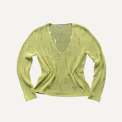 Vintage Lime Green Peruna Distressed Open Knit Long Sleeve Y2K 2000s Medium