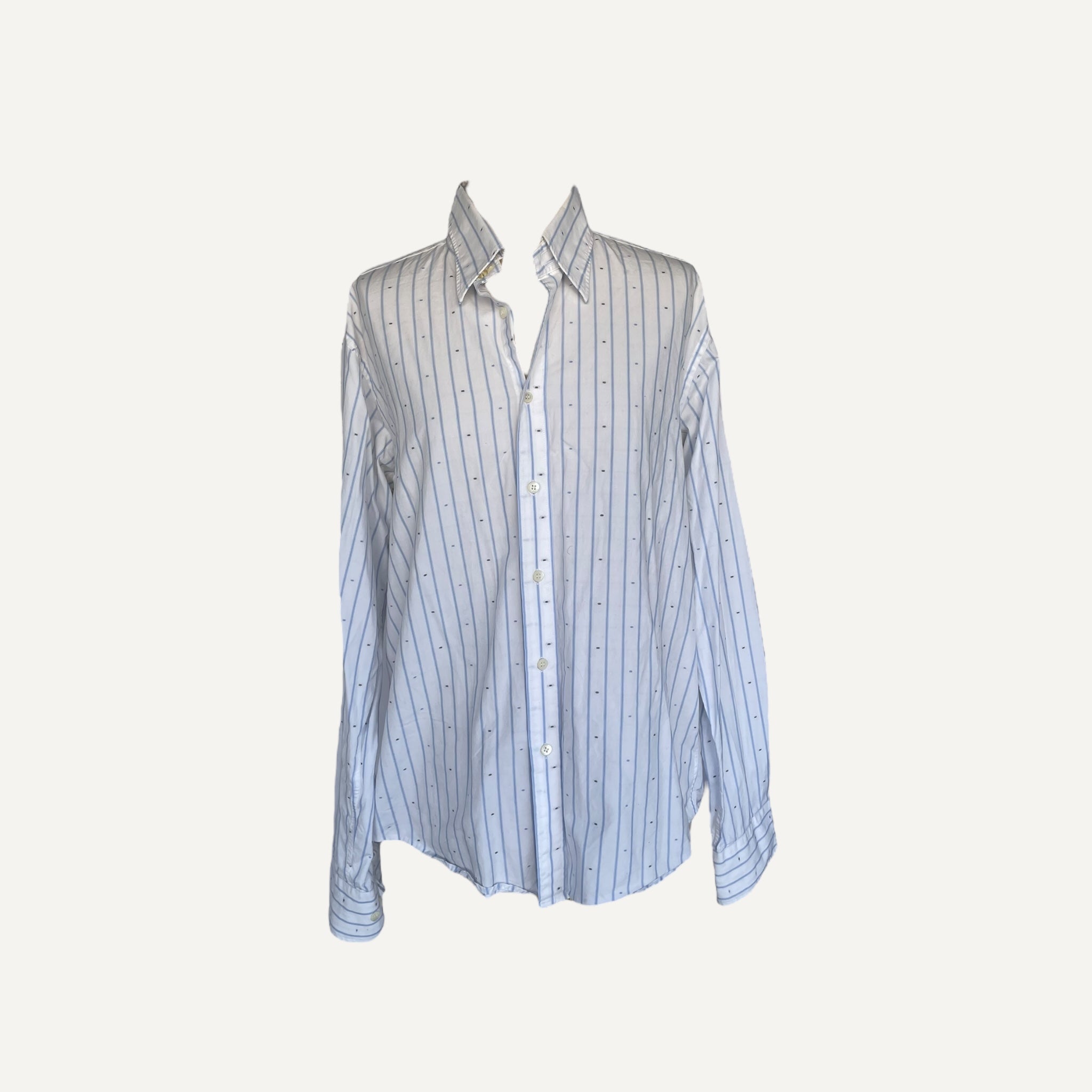 Vintage Y2k Ted Baker White and Blue Pinstripe Shirt