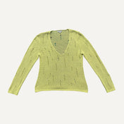 Vintage Lime Green Peruna Distressed Open Knit Long Sleeve Y2K 2000s Medium