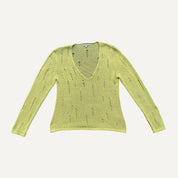 Vintage Lime Green Peruna Distressed Open Knit Long Sleeve Y2K 2000s Medium