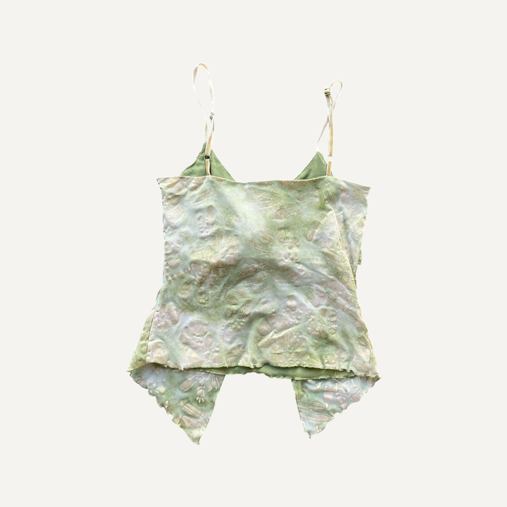Vintage y2k 00s 90s Principles Green Floral Whimsical Floaty Cami