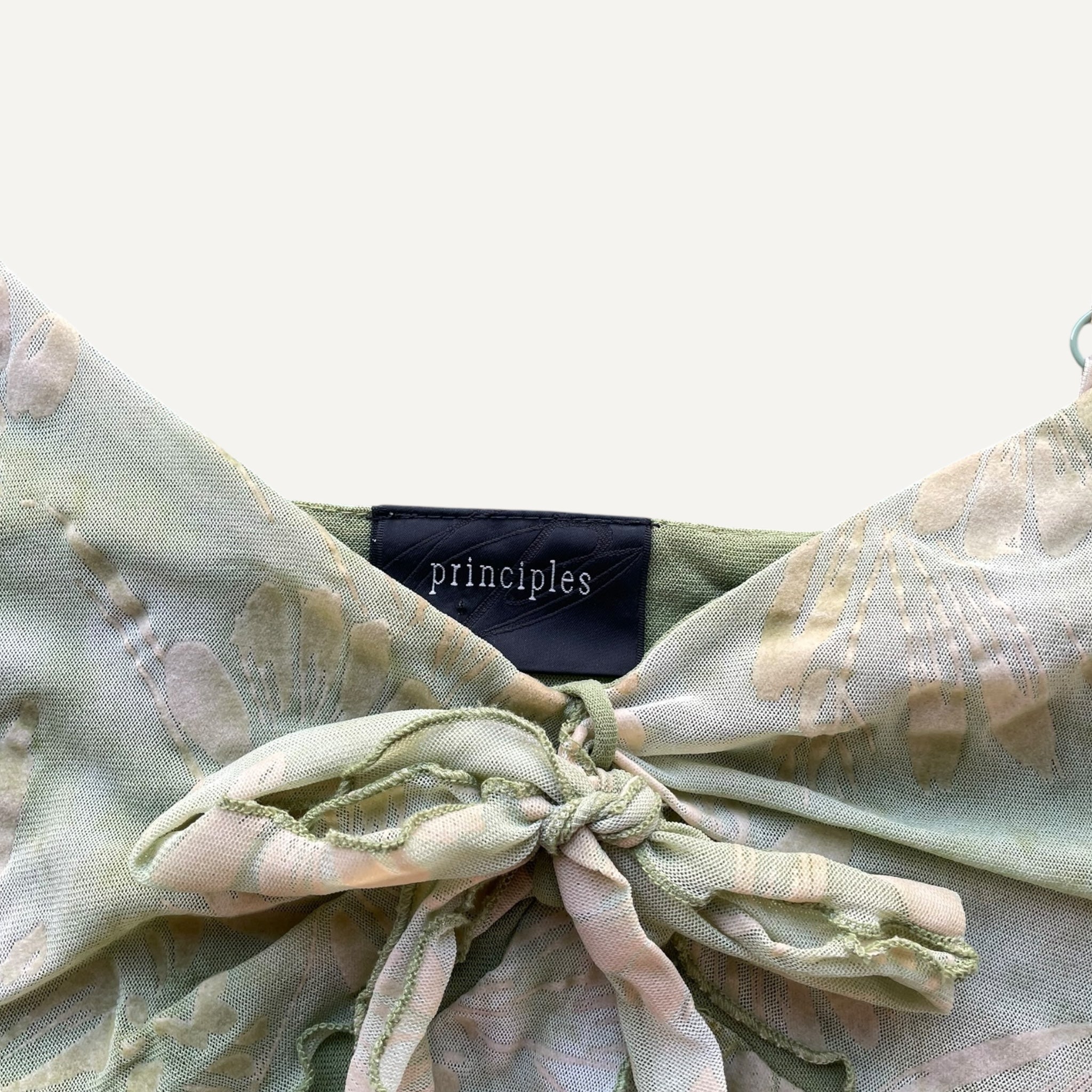 Vintage y2k 00s 90s Principles Green Floral Whimsical Floaty Cami