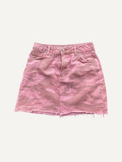 Topshop Pink Camo Print Denim Mini Skirt