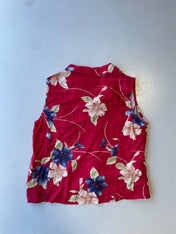 Vintage red hawaiian print button up vest