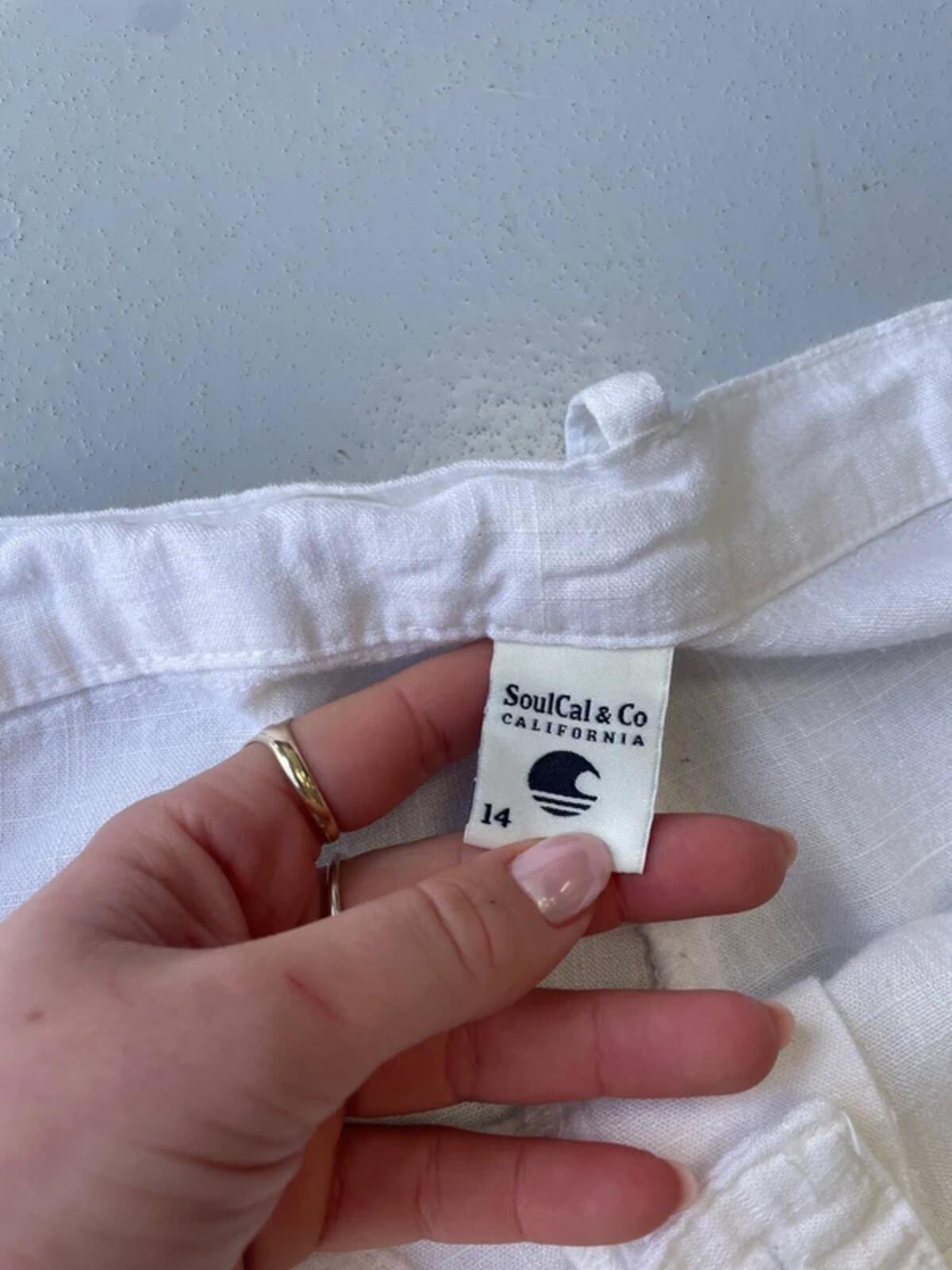Vintage y2k 00s Soulcal white linen wide leg trousers