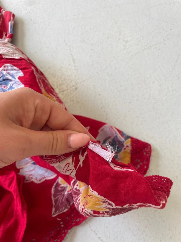 Red floral summer dress