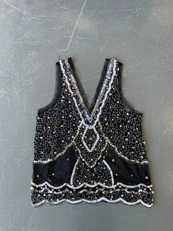 Black Mesh Beaded Cami
