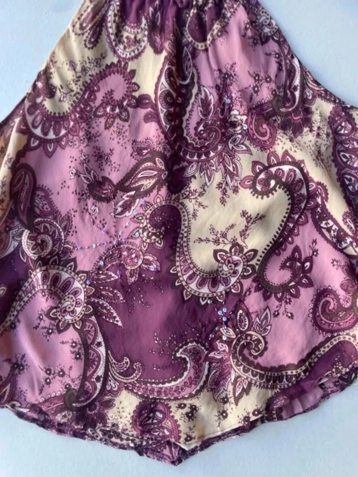 Vintage Y2K purple paisley halter neck cami