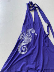 Deadstock Animal halter neck flowy maxi dress with seahorse print