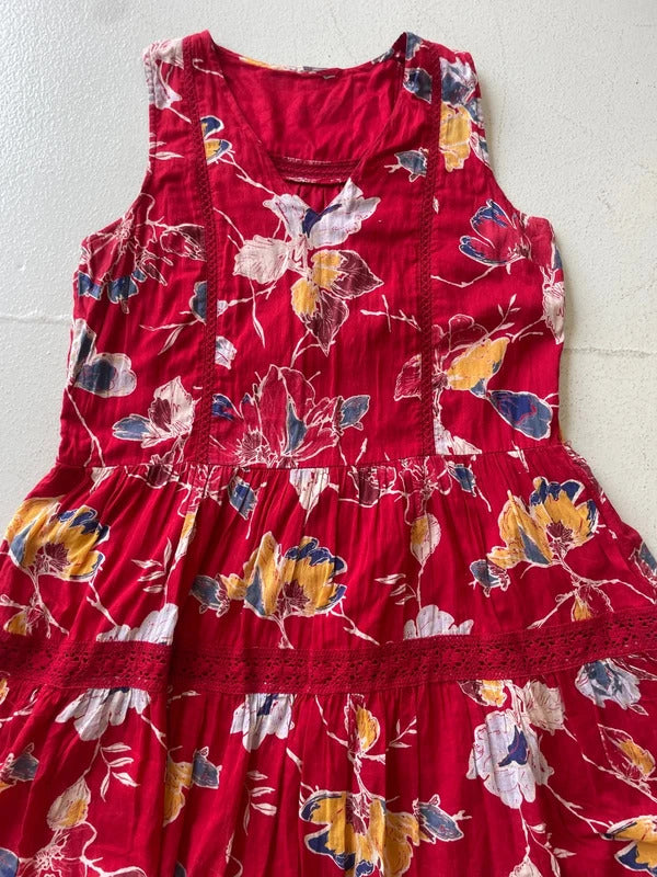 Red floral summer dress