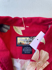 Vintage red hawaiian print button up vest