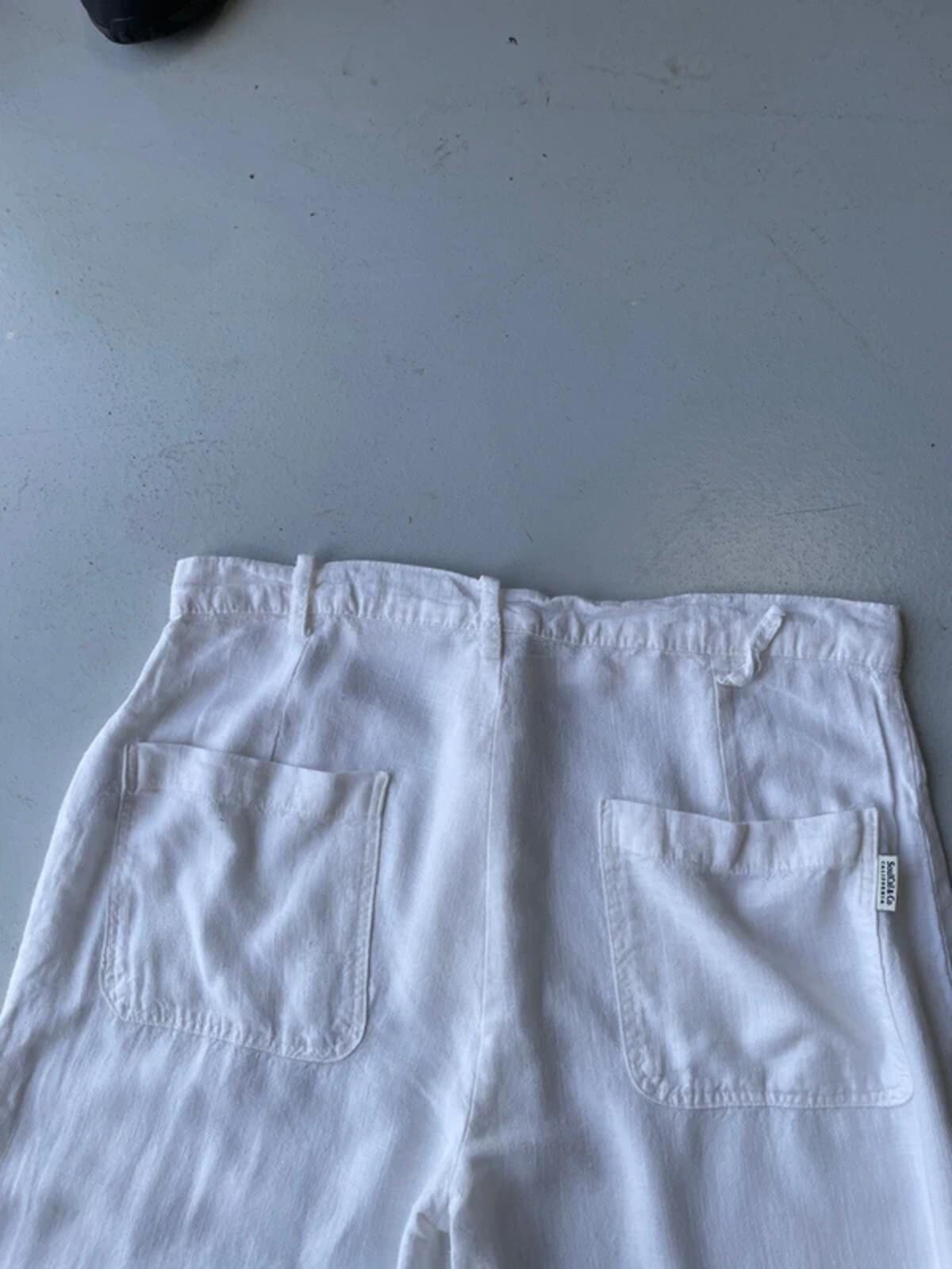 Vintage y2k 00s Soulcal white linen wide leg trousers