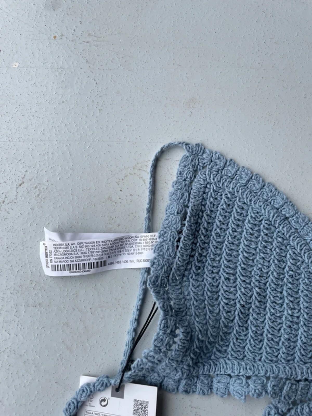 Zara pale blue crotchet butterfly top