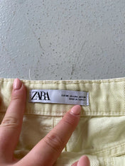 Zara Pale Yellow Denim Shorts