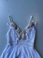 Vintage y2k white cotton broderie lace summer dress