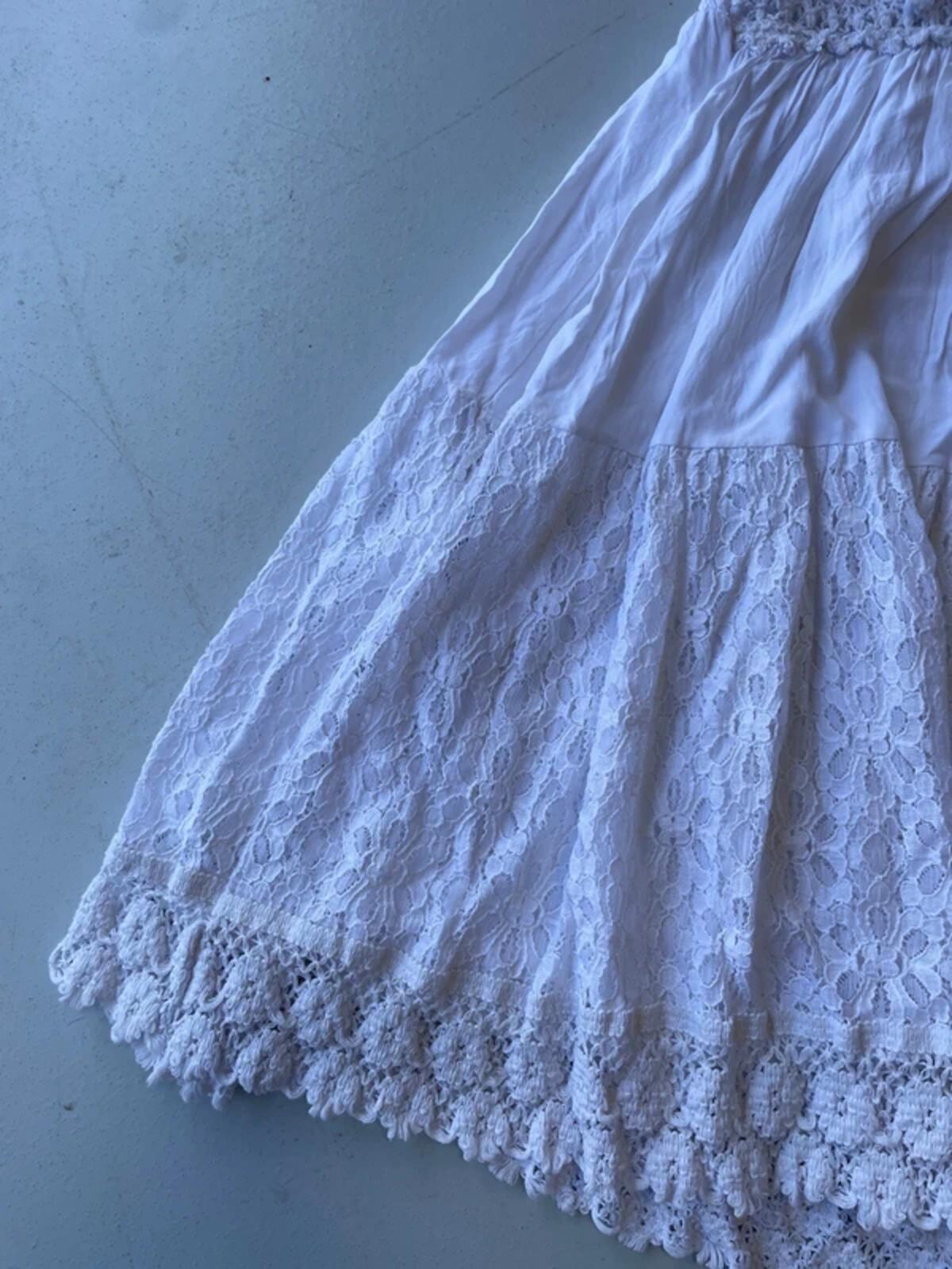 Vintage y2k white cotton broderie lace summer dress