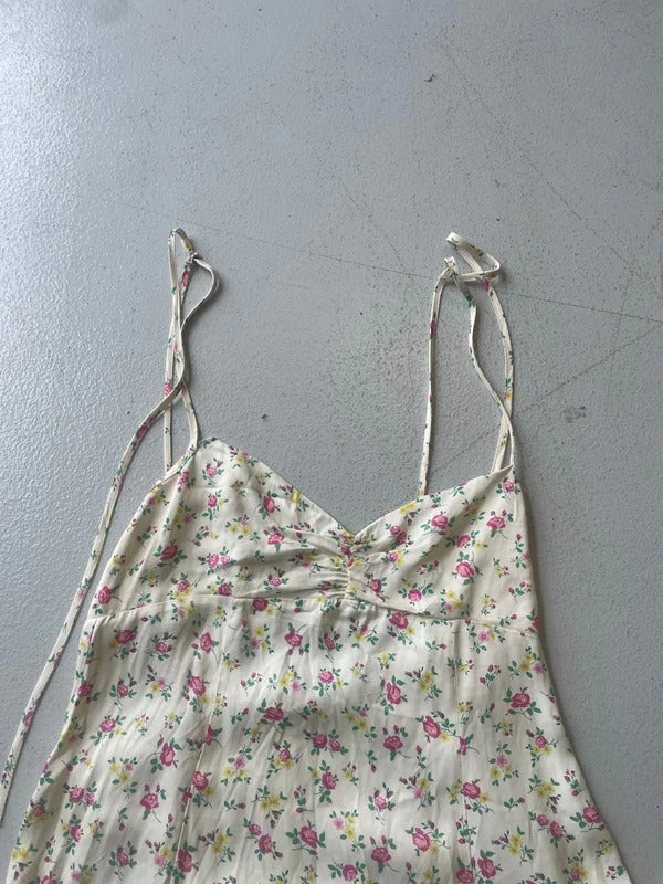 Zara yellow floral slip dress