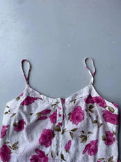 Vintage Y2K white and pink floral print cami
