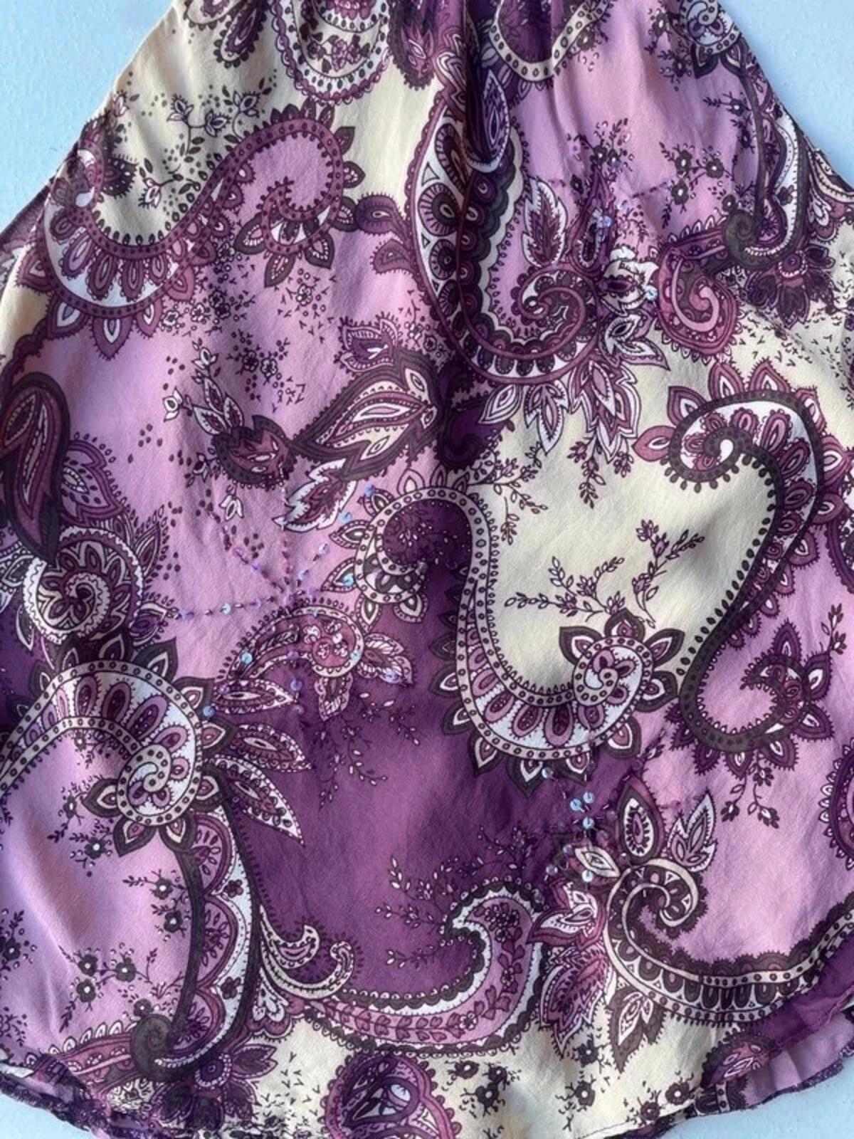 Vintage Y2K purple paisley halter neck cami