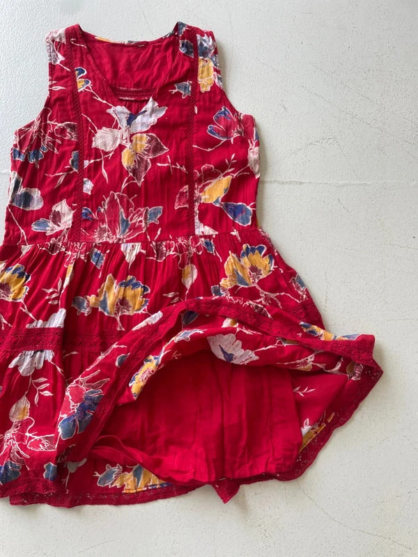 Red floral summer dress