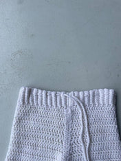 White crotchet knit short shorts