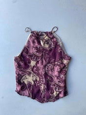 Vintage Y2K purple paisley halter neck cami
