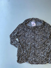 Y2K leopard print cowl neck top